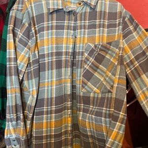 Women’s  Plaid Shirt - Gray and Yellow